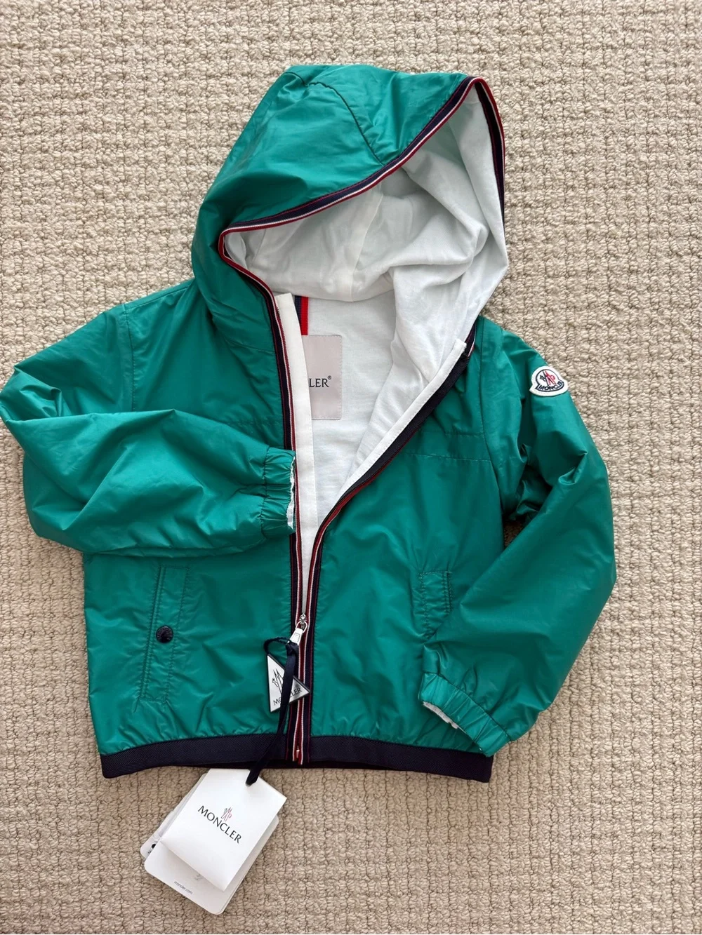 Moncler Green Hooded Windbreaker/Rain Jacket - 3T